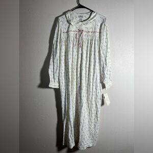 Aria Cotton Floral Nightgown Pink on White Rose Buds NWT